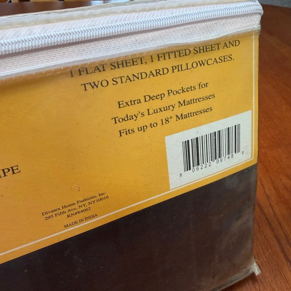 Deluxe Queen Sheet Set 320 Thread Count 100% Cotton Chocolate Sateen Stripe New